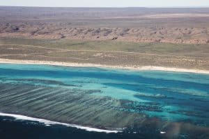 Aerial view of the Ningaloo Reef coastline.